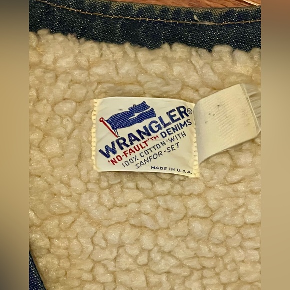 Vintage Wrangler Denim Sherpa Lined Jean Vest VL20ONV USA Made Size Large - Picture 3 of 9